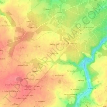 Mapa topográfico La Gilardière, altitud, relieve