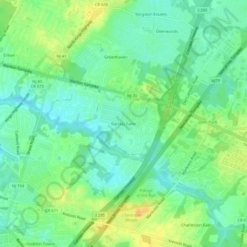 Mapa topográfico Barclay Farm, altitud, relieve