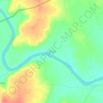 Mapa topográfico Kanadi, altitud, relieve