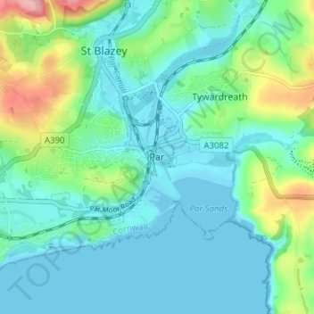 Mapa topográfico Par, altitud, relieve