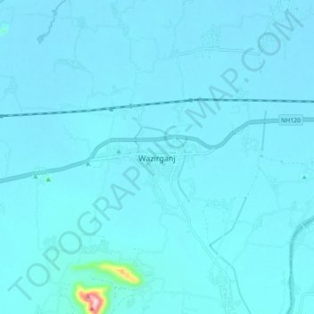 Mapa topográfico Wazirganj, altitud, relieve