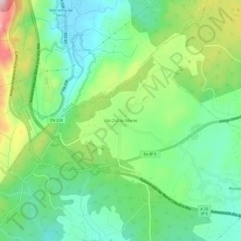 Mapa topográfico Vila Chã do Monte, altitud, relieve