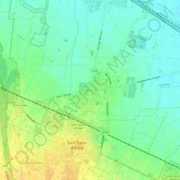 Mapa topográfico Taneto, altitud, relieve