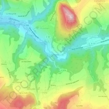 Mapa topográfico Serrasson, altitud, relieve