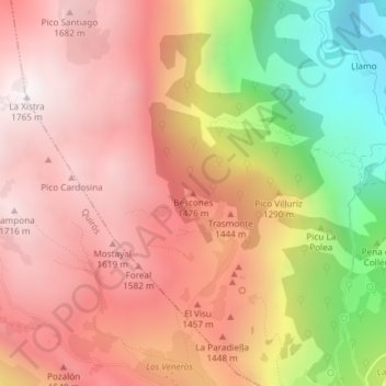 Mapa topográfico Bescones, altitud, relieve