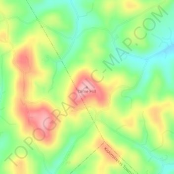 Mapa topográfico Dime Hill, altitud, relieve