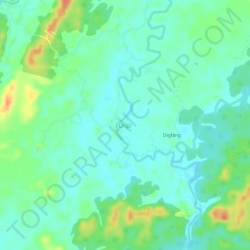 Mapa topográfico Digli, altitud, relieve