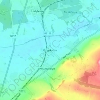 Mapa topográfico Kingskettle, altitud, relieve