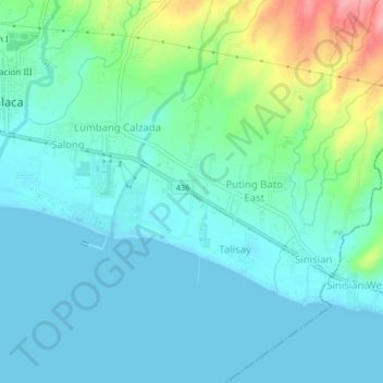 Mapa topográfico Puting Bato West, altitud, relieve
