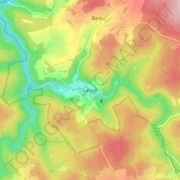 Mapa topográfico Lesse, altitud, relieve