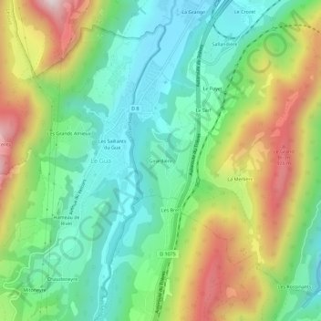 Mapa topográfico Girardière, altitud, relieve