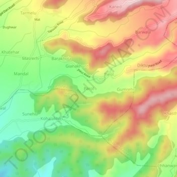 Mapa topográfico Parol, altitud, relieve