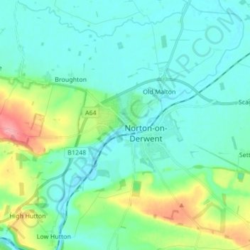 Mapa topográfico Malton, altitud, relieve