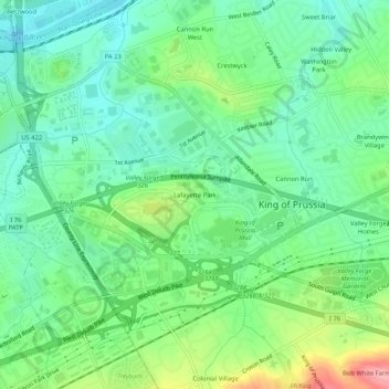 Mapa topográfico Lafayette Park, altitud, relieve