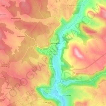 Mapa topográfico Saint-Pierre-de-Livron, altitud, relieve