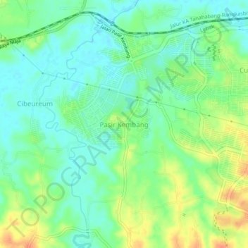 Mapa topográfico Pasir Kembang, altitud, relieve