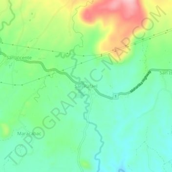 Mapa topográfico San Rafael, altitud, relieve