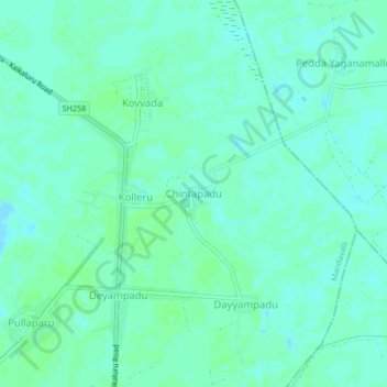 Mapa topográfico Chintapadu, altitud, relieve