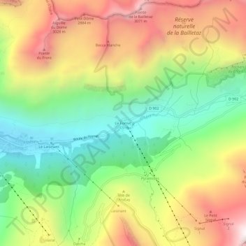 Mapa topográfico Le Fornet, altitud, relieve