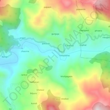 Mapa topográfico aneriya, altitud, relieve