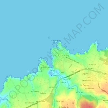 Mapa topográfico San Blas, altitud, relieve