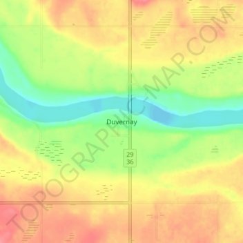 Mapa topográfico Duvernay, altitud, relieve