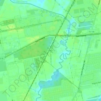 Mapa topográfico Eldon, altitud, relieve