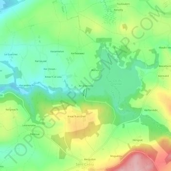 Mapa topográfico An Drenneg, altitud, relieve