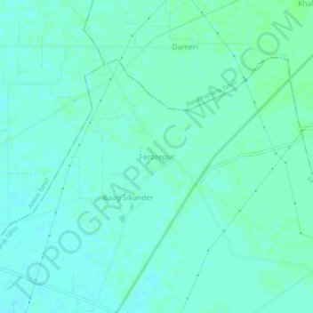 Mapa topográfico Ferozepur, altitud, relieve