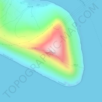 Mapa topográfico Gøtunestindur, altitud, relieve