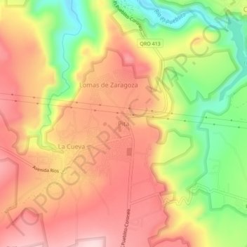 Mapa topográfico Pita, altitud, relieve