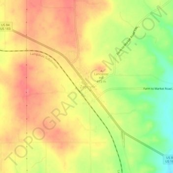 Mapa topográfico Zephyr, altitud, relieve