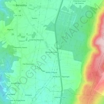 Mapa topográfico Moita do Gavião, altitud, relieve