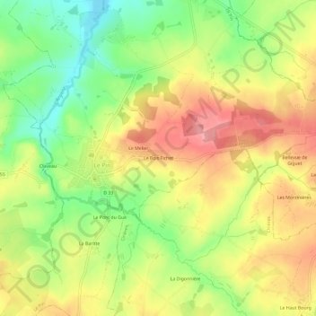 Mapa topográfico Le Bois Fichet, altitud, relieve