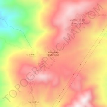 Mapa topográfico Vista al mar (Bellavista), altitud, relieve