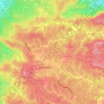 Mapa topográfico San Jose, altitud, relieve