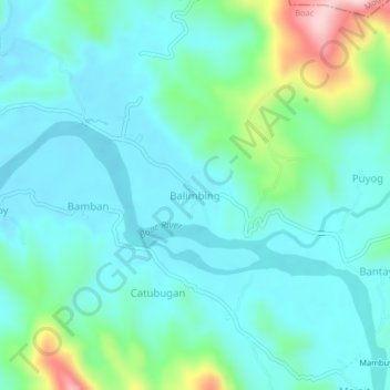 Mapa topográfico Balimbing, altitud, relieve