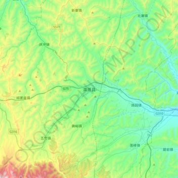 Mapa topográfico Weiyuan, altitud, relieve