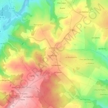 Mapa topográfico La Boule, altitud, relieve