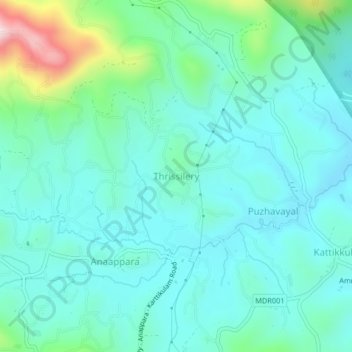Mapa topográfico Thrissilery, altitud, relieve