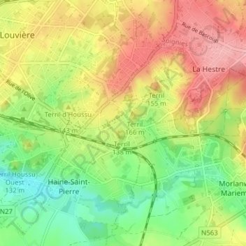 Mapa topográfico Fontaine de Spa, altitud, relieve