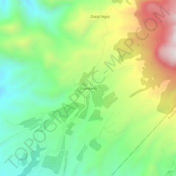 Mapa topográfico Glandang, altitud, relieve