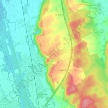 Mapa topográfico Illereichen, altitud, relieve