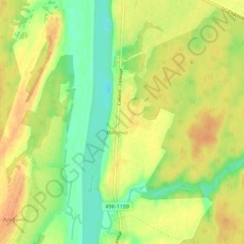 Mapa topográfico Маслено, altitud, relieve