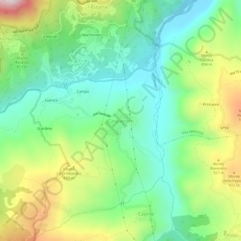 Mapa topográfico Cinquecerri, altitud, relieve