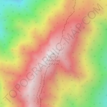 Mapa topográfico Cerro El Manchao, altitud, relieve