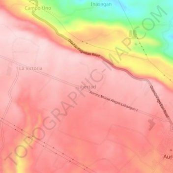 Mapa topográfico Libertad, altitud, relieve