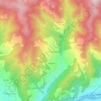 Mapa topográfico Il Pozzo, altitud, relieve