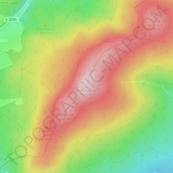 Mapa topográfico Wüstegarten, altitud, relieve