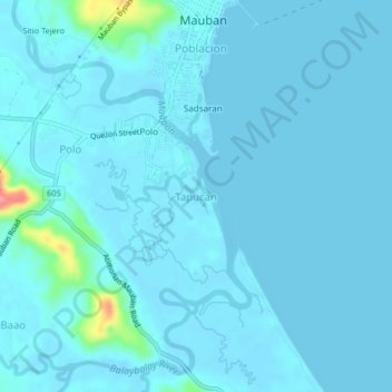 Mapa topográfico Tapucan, altitud, relieve